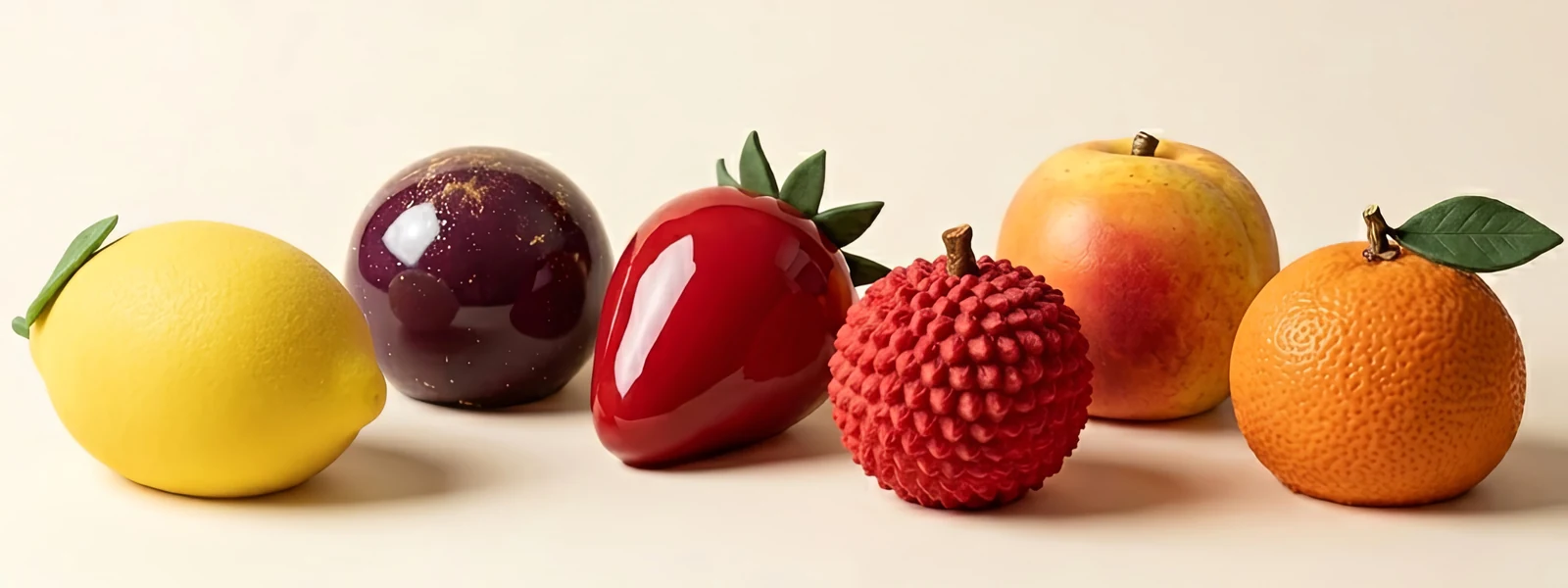 Collection complète Atelier Mirage — six créations trompe-l'œil fruits